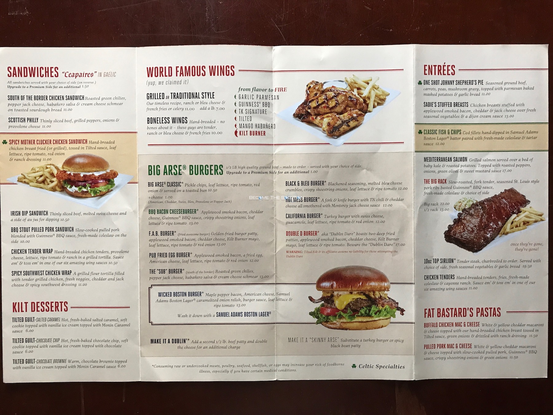 Tilted Kilt Carry Out Menu Chicago Scanned Menu With Prices Tilted Kilt Carry Out Menu Chicago Scanned Menu With Prices
